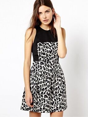 FRENCH CONNECTION Winter Simba Leopard Print Dress